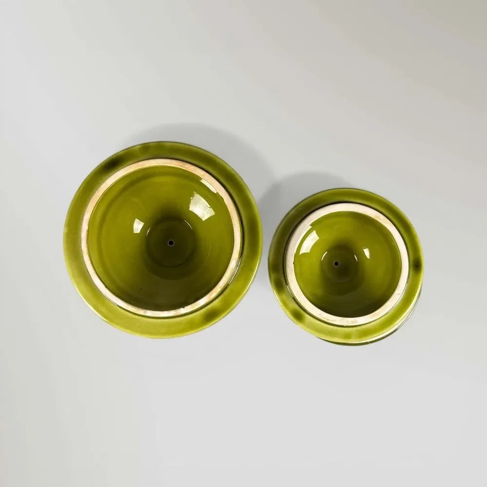 Vintage 3D Raised Fruit Porcelain Ceramic (2) Canister Set Japan Lemon Apple